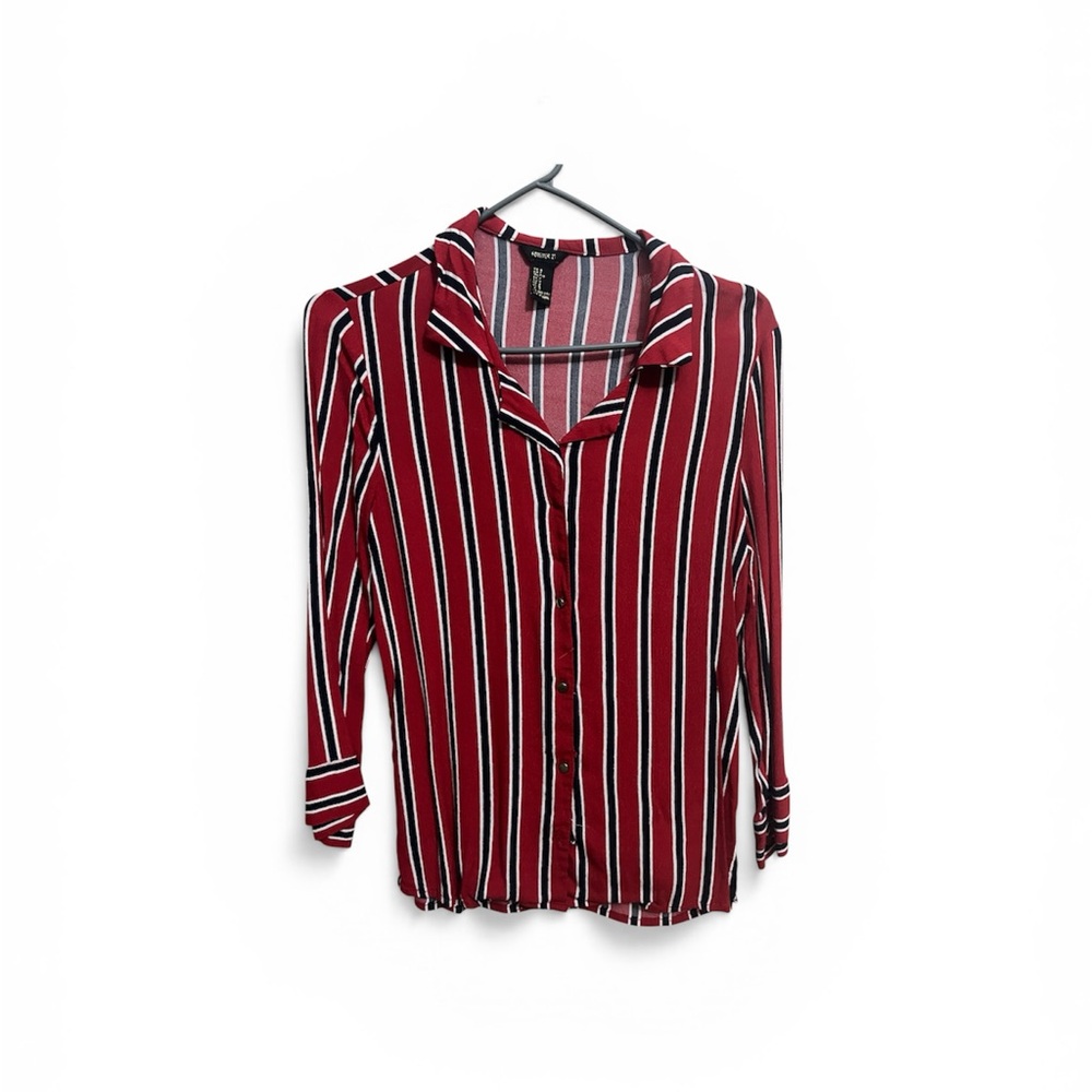 Forever 21 Red and White Striped Button-Down Shirt